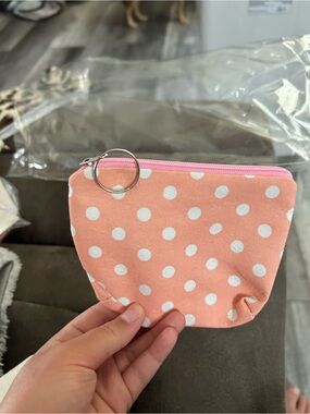 4/$50 Pink Polka Dot Coin Pouch with Keyring wallet